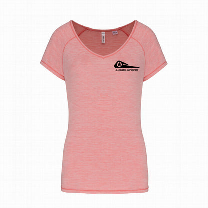 Camiseta Deportiva cuello en V Ilusión Infinita coral mujer R12001