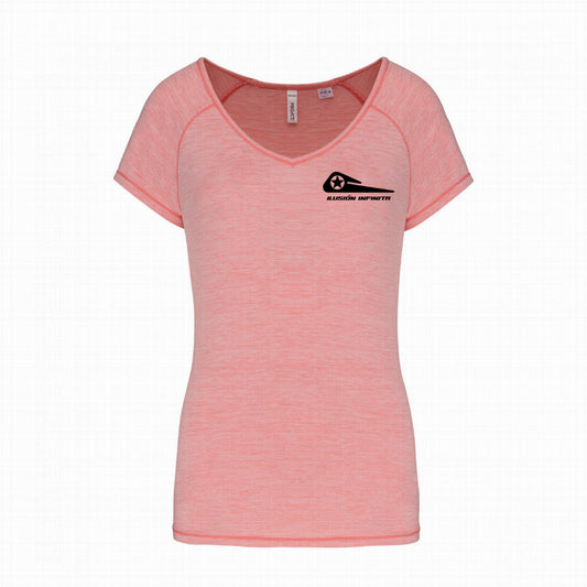 Camiseta Deportiva cuello en V Ilusión Infinita coral mujer R12001