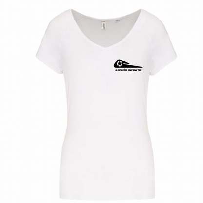 Camiseta Ilusión Infinita cuello en V blanca mujer 	R13027