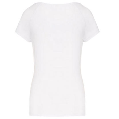 Camiseta Ilusión Infinita cuello en V blanca mujer 	R13027
