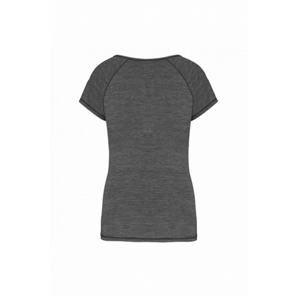 Camiseta deportiva manga corta cuello V Ilusión Infinita gris mujer R12000
