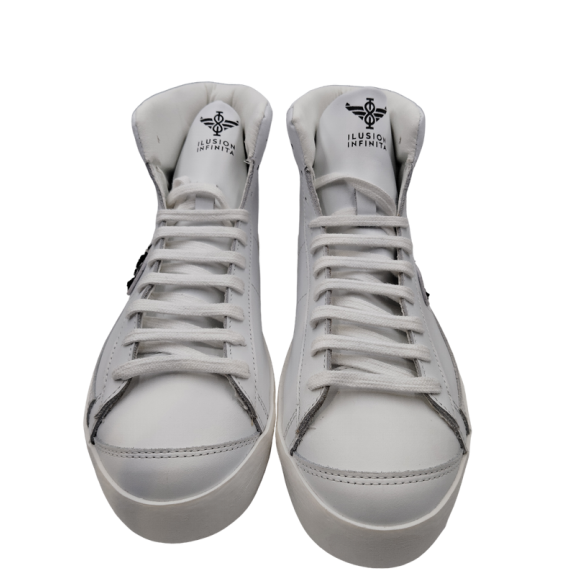 Zapatillas altas Ilusion Infinita piel blanco logo negro C11883