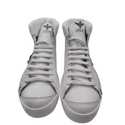 Zapatillas altas Ilusion Infinita piel blanco logo negro C11883