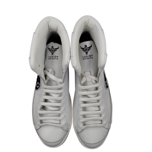 Zapatillas altas Ilusion Infinita piel blanco logo negro C11883