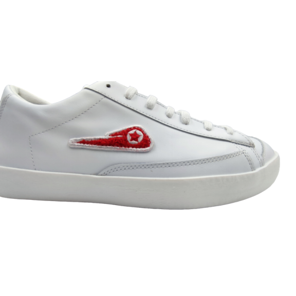Zapatillas Ilusion Infinita en piel blanco con logo rojo C11882