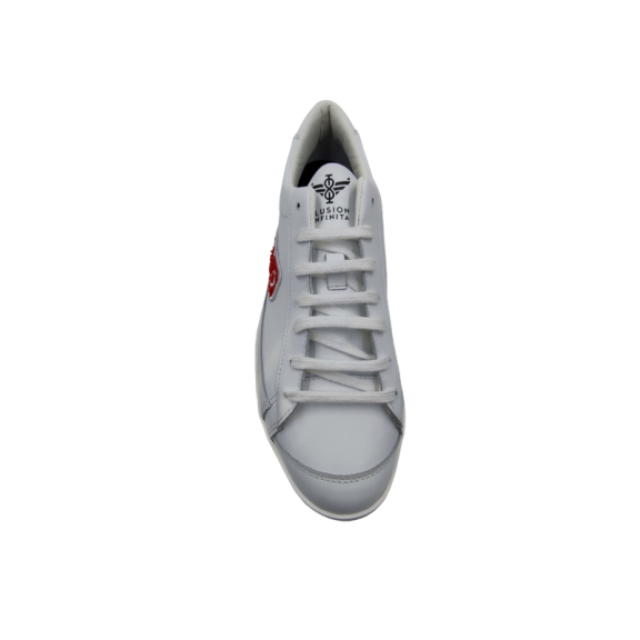 Zapatillas Ilusion Infinita en piel blanco con logo rojo C11882