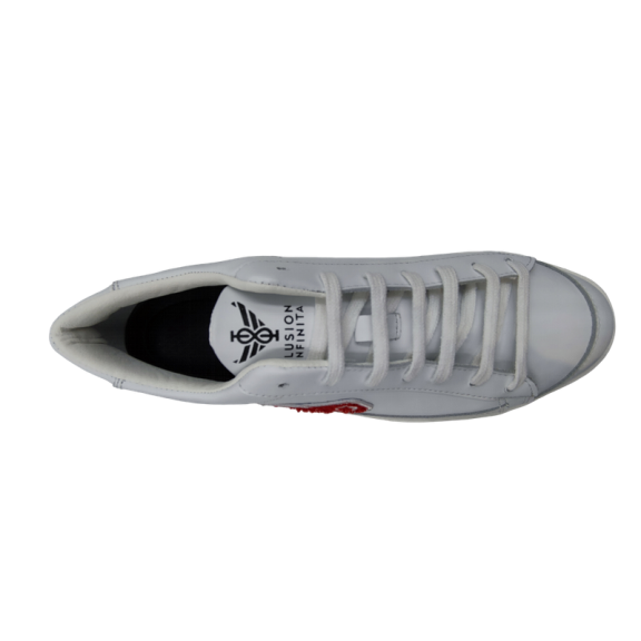 Zapatillas Ilusion Infinita en piel blanco con logo rojo C11882