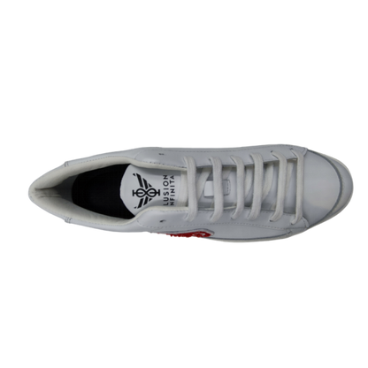 Zapatillas Ilusion Infinita en piel blanco con logo rojo C11882