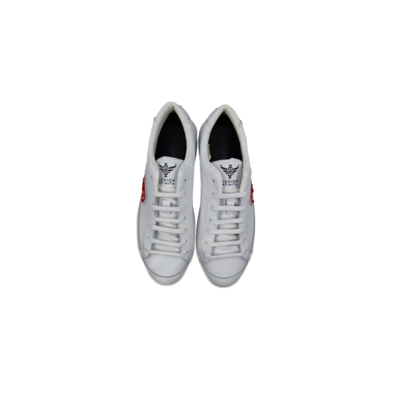 Zapatillas Ilusion Infinita en piel blanco con logo rojo C11882